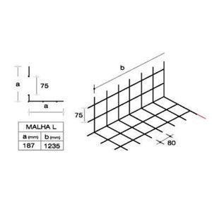 Malha de Reforço em L para Paredes Perpendiculares (P/ Monolit) 2,5mm - 187x187x1235mm
