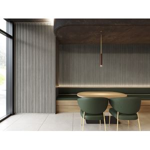 Painel Ripado Metálico Lystra, cor Amadeirado CARVALHO SHADOW - Kit com 4,20M²